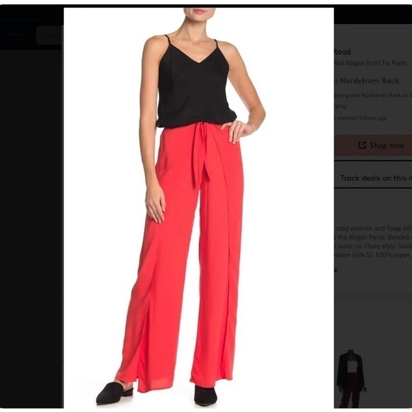 NWT Young Fabulous & Broke YFB Split Tie Wide Leg Pants Coral - Picture 1 of 10